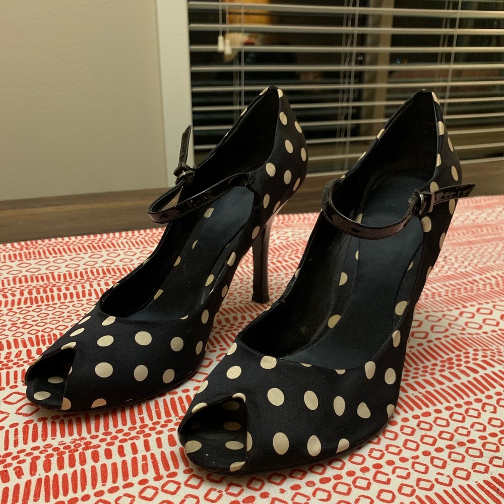 Nine West polka dot strappy heels